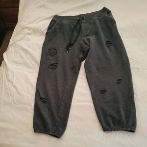 Aerie XL charcoal grey distressed sweatpants